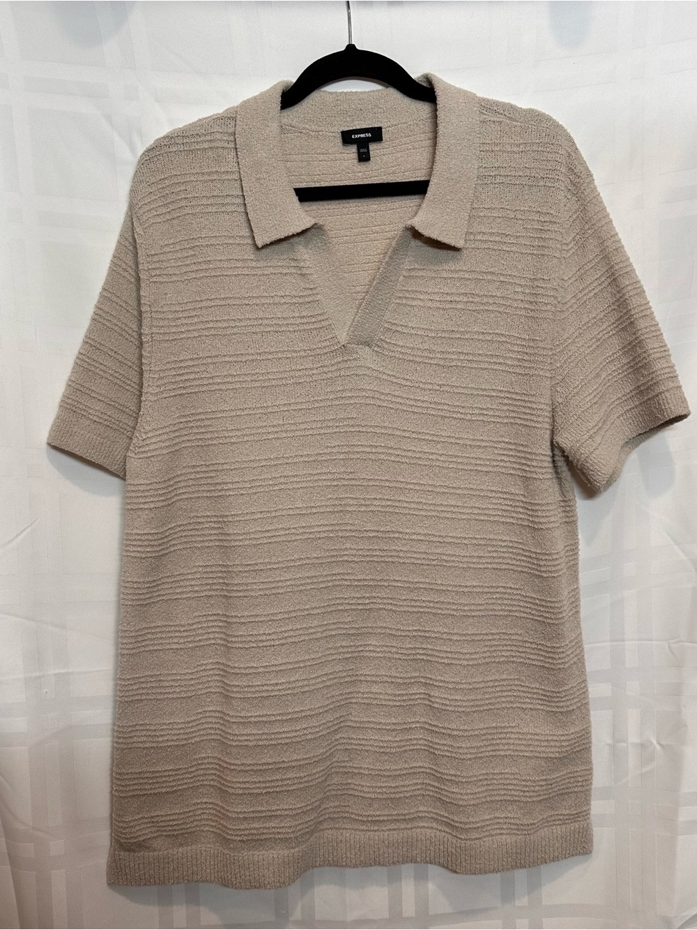 Express Men's Short-Sleeve Polo in Light Beige